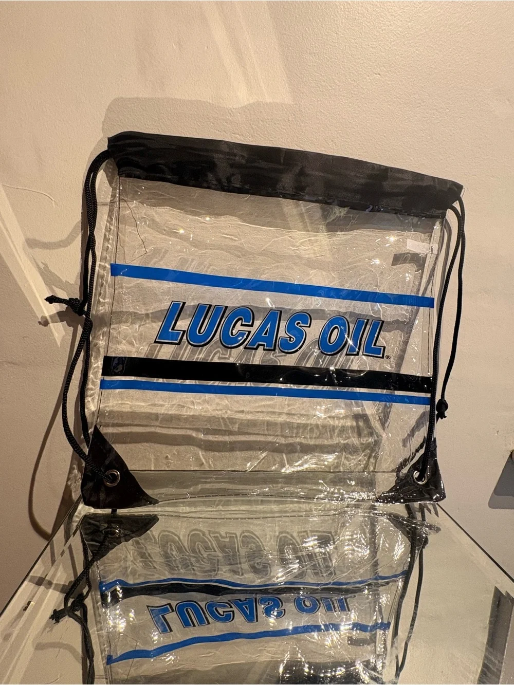 Lucas oil clear backpack